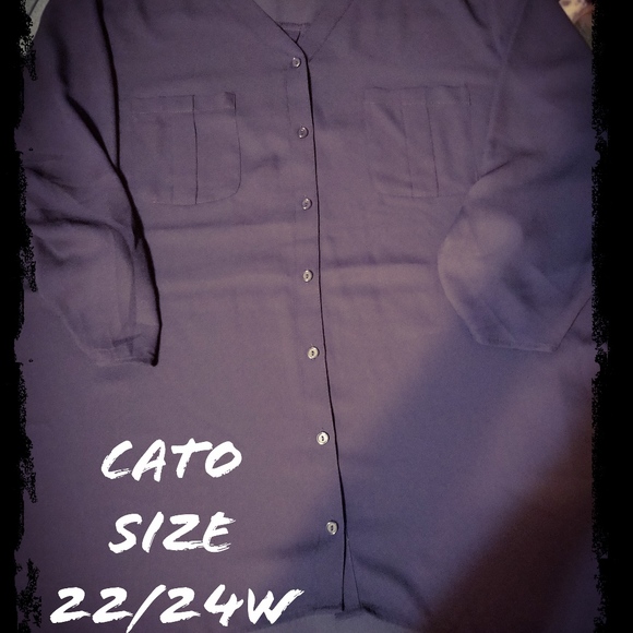 Cato 3/4 Sleeve Sheer Black Button Up Blouse - Picture 7 of 7